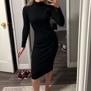 Elegant Black Turtleneck Dress